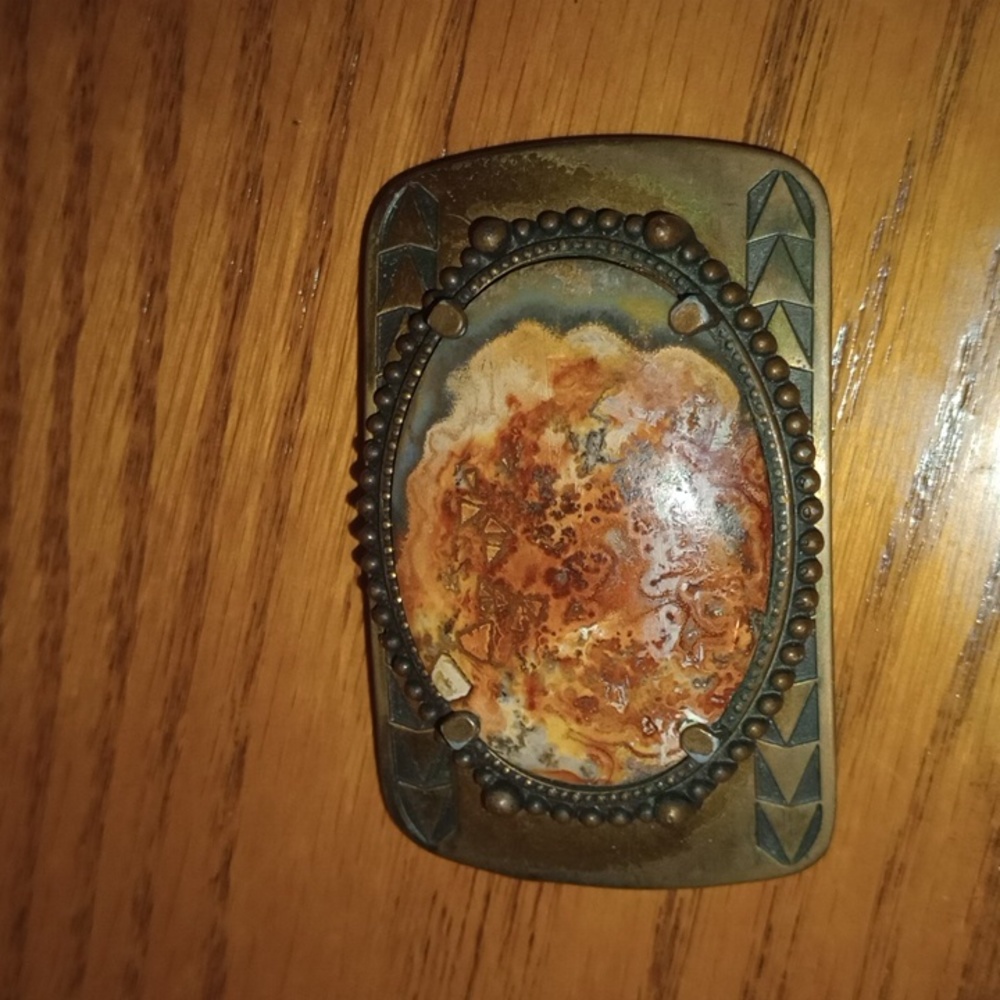 Vintage Natural Stone Brass Belt Buckle